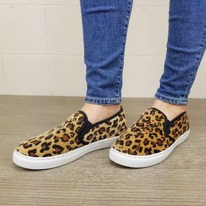 Slip On Leopard Print Furry Sneakers